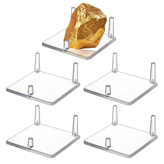Square Acrylic Base Display Easel Stands for Gemstones Agates Rocks Displays Holder Clear 8.5x8.5x3.7cm