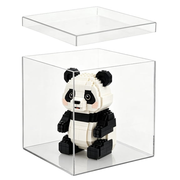 Square Acrylic Box, Clear 8.3 x 8.3 x 8 Inch Cube Organizer, Transparent Display Container, Dust-Resistant Countertop Storage Holders for Jewelry, Collectibles, Makeup, Crafts, Figures