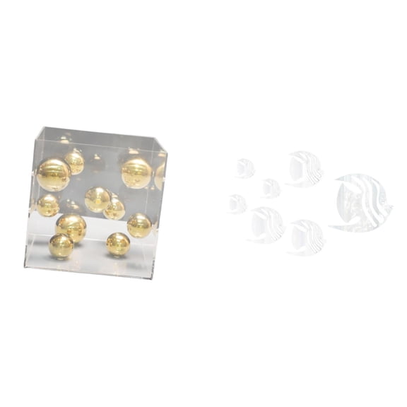 Square Acrylic Box Clear Ornament Fish Wall Decals Removable Material for Bedroom TV Cabinet Office Showcase