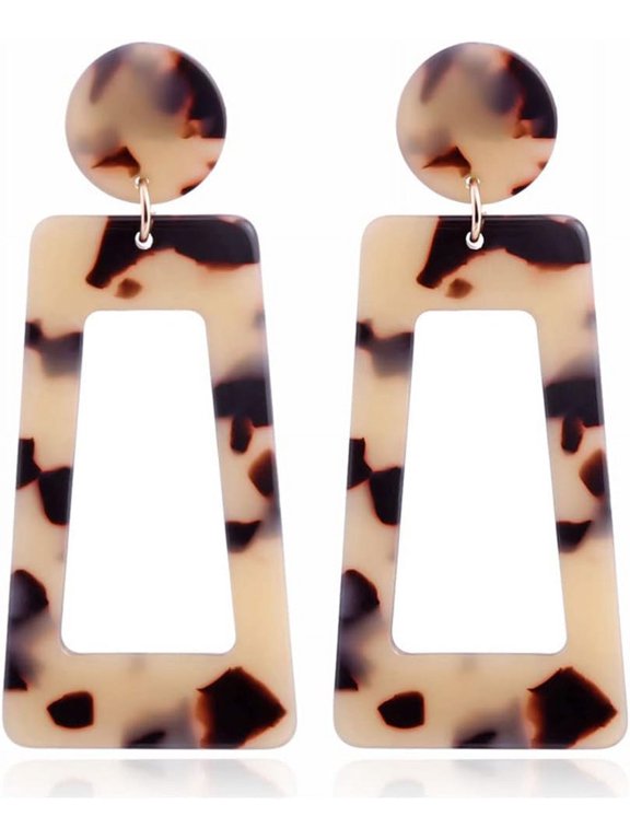 Square Acrylic Dangle Earrings for Women Geometric Resin Lightweight Statement Stud Earrings Hoop Fashion Acetate Plate Ear Jewelry