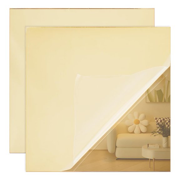 Square Acrylic Mirror Wall Stickers for Home Wall Cabinet Decorations Dark Khaki 300x300x2.5mm for DIY