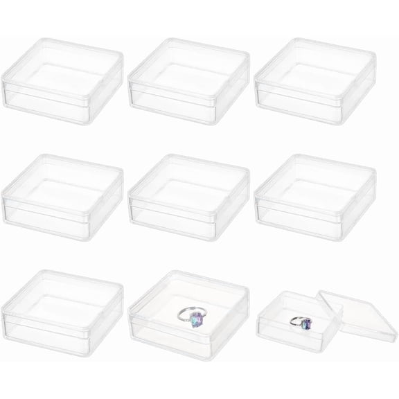 Square Acrylic Storage Boxes Gift Case Clear 6x6x2.05cm DIY