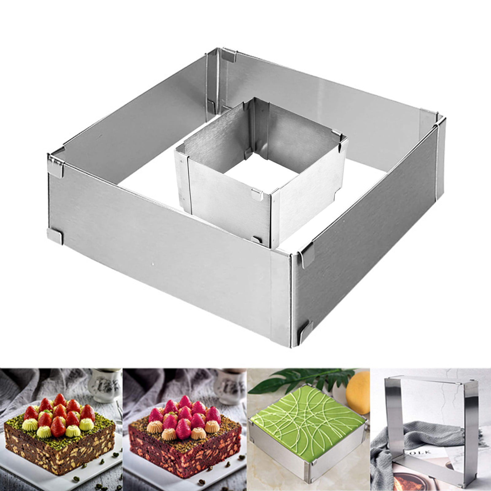 Square Adjustable Cake Mould,Stainless Steel Rectangle Cake Tin Cutter ...