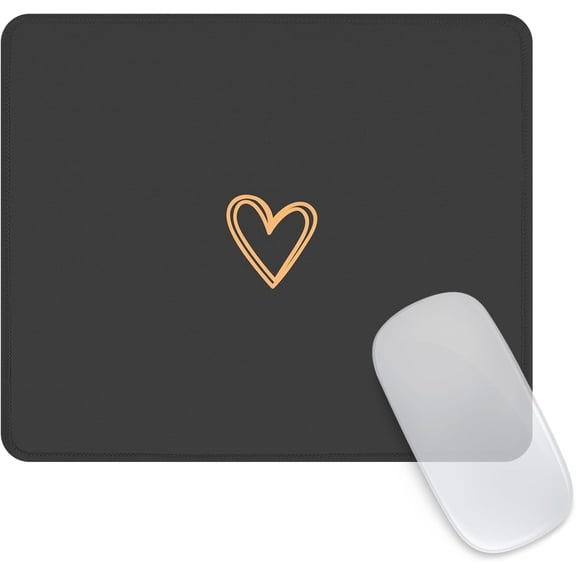 Square Aesthetic Cute Heart Mouse Pad,Office Home Personalized Mouse Mat Design,Waterproof Funny Mousepad,Non-Slip Rubber Base Computer Mouse Pads for Wireless Mouse,Black