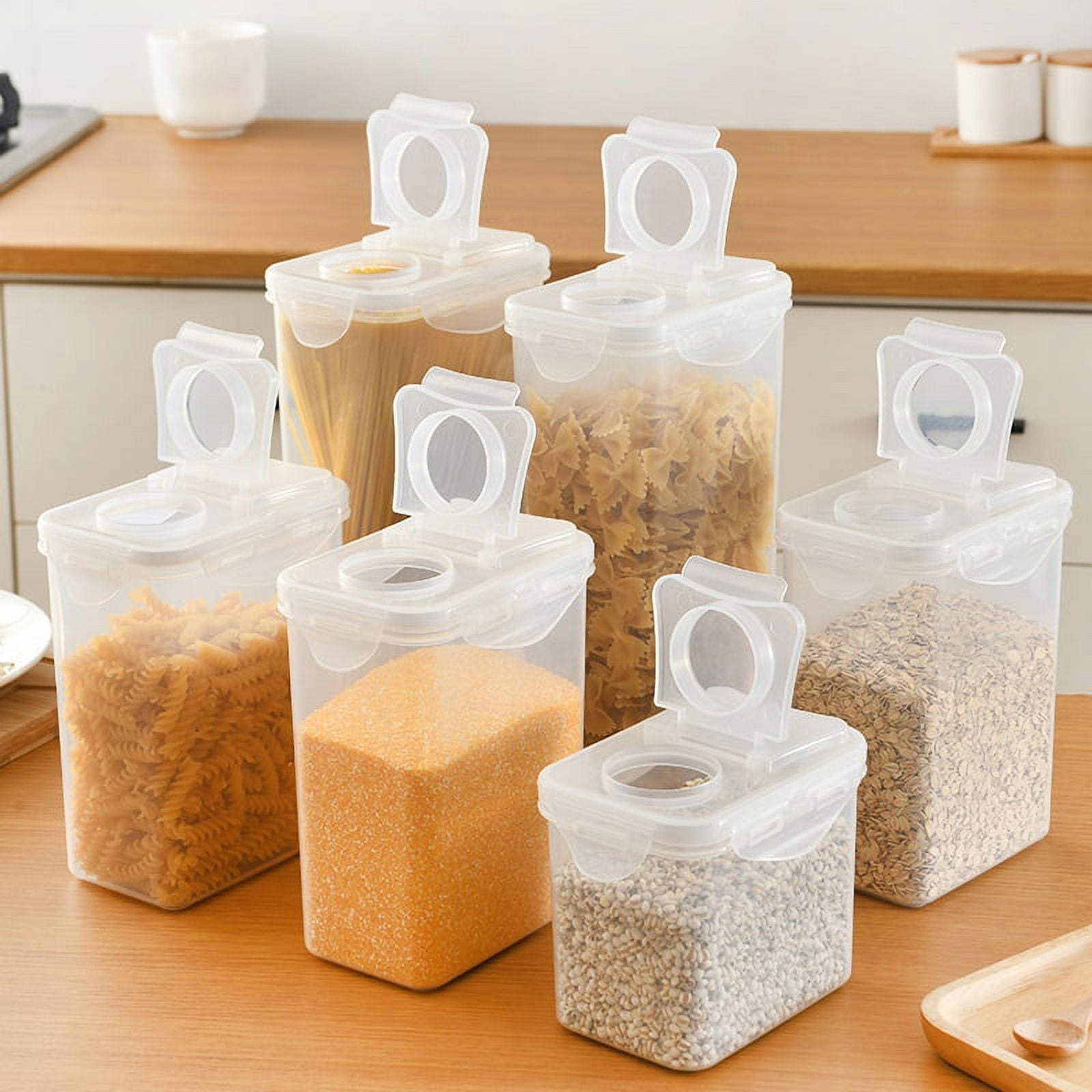 Square Airtight Food Storage Containers for Kitchen Pantry Organization, BPA Free Plastic,3PCS