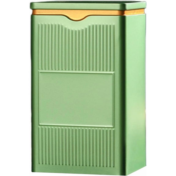 Square Airtight Tea Tins - Green, Food Storage Containers for Loose Tea, Coffee, Spices (5.9"x3.4"x2.8")