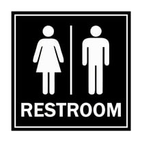 Square All Gender Restroom Sign with Adhesive Tape (Black) - Small