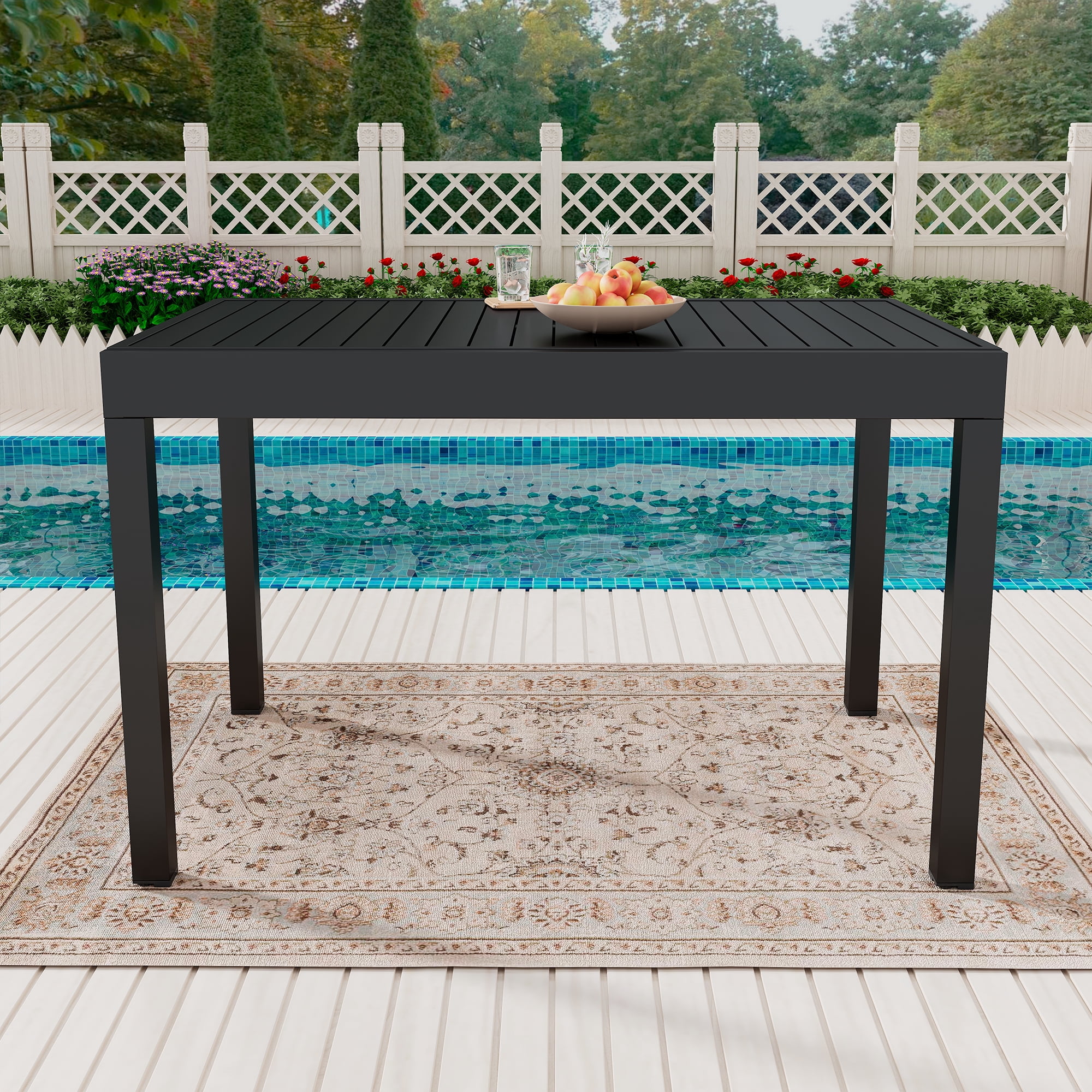 Square Aluminum Extendable Outdoor Dining Table35.4-in W x 53-106-in L