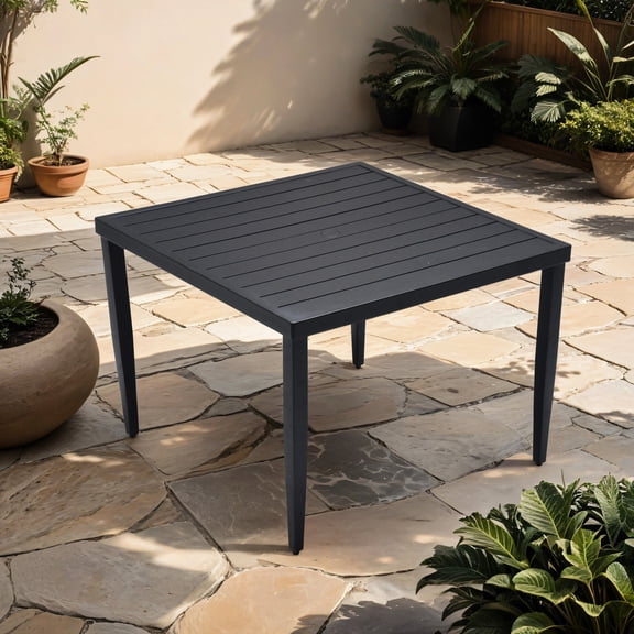 Square Aluminum Patio Table - Never Rust & Modern - Garden Outdoor Dining - Rounded Corners