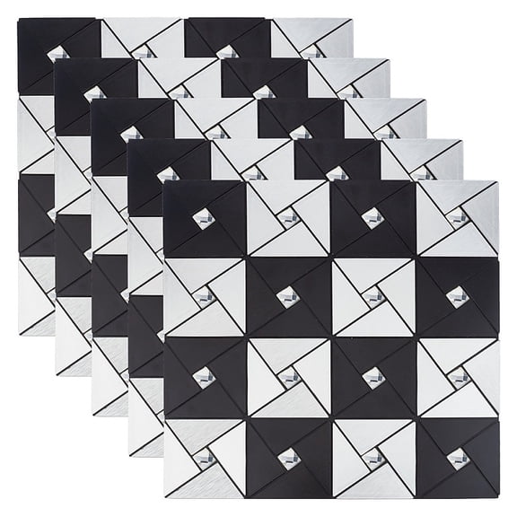Square Aluminum Plastic Self-Adhesive Rhinestone Pattern Paper Wall Stickers for Shelf Liner Dresser Drawer Locker Kitchen Black 30x30x0.4cm for DIY