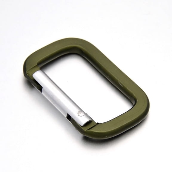 Square Aluminum Rock Climbing Carabiners Key Clasps Dark Olive Green 53x34x7mm