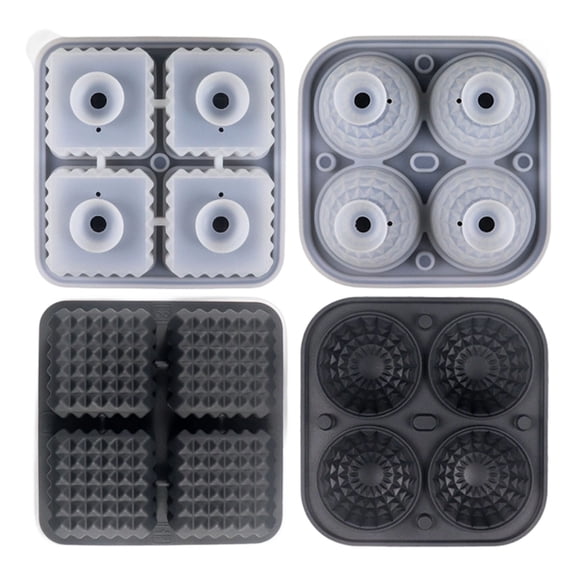 Square And Round Silicone Ice Cubes Trays Set Whiskeys Ice Ball Maker Flexible Freezers Molds For Drink Entertainment