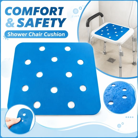 Square Anti-Slip Bath Chair Cushion 15X12 In, Non Slip Mat, Bathtub Mat Non Slip, Bath Mats for Shower, Frost Resistant Insulated Padding That Eliminates Cold Seat Contact, Heavy