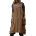 thumbnail image 1 of Square Apron Baking Cooking Gardening Works Cross Back Cotton/Linen Blend Dress with 2 Pockets, 1 of 8