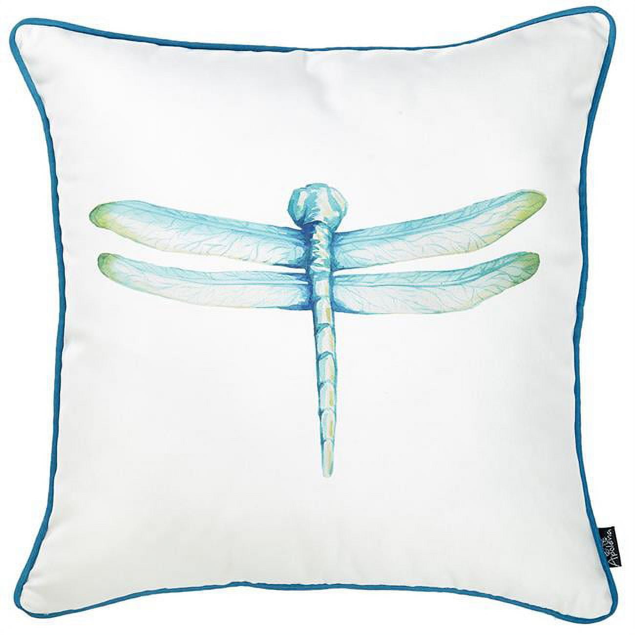 Aqua Blue Watercolor Dragonfly 18" Square Pillow Cover