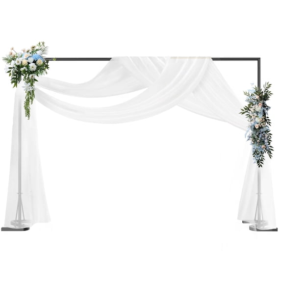 Square Arch Backdrop Stand, 10x7 FT Photo Booth Frame with Heavy-Duty S-Shaped Base, Metal Wedding Arch for Party Balloon Flower Tulle Decor with Ground Stakes, Indoor Outdoor