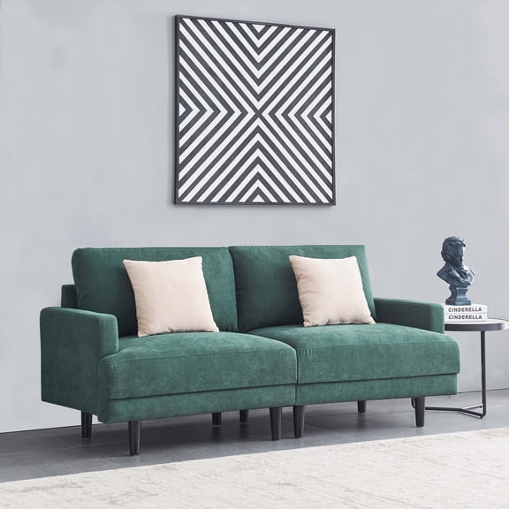 Square Armrest Fabric Sofa-Emerald