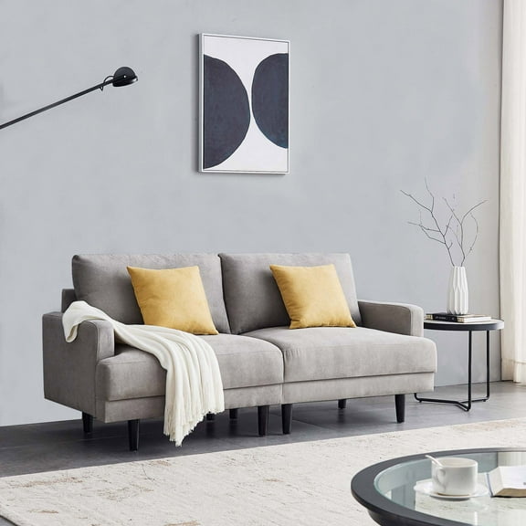 Square Armrest Fabric Sofa-Gray