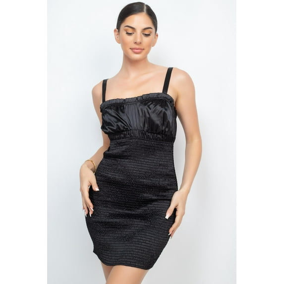Square Back Cutout Smocking Dress M