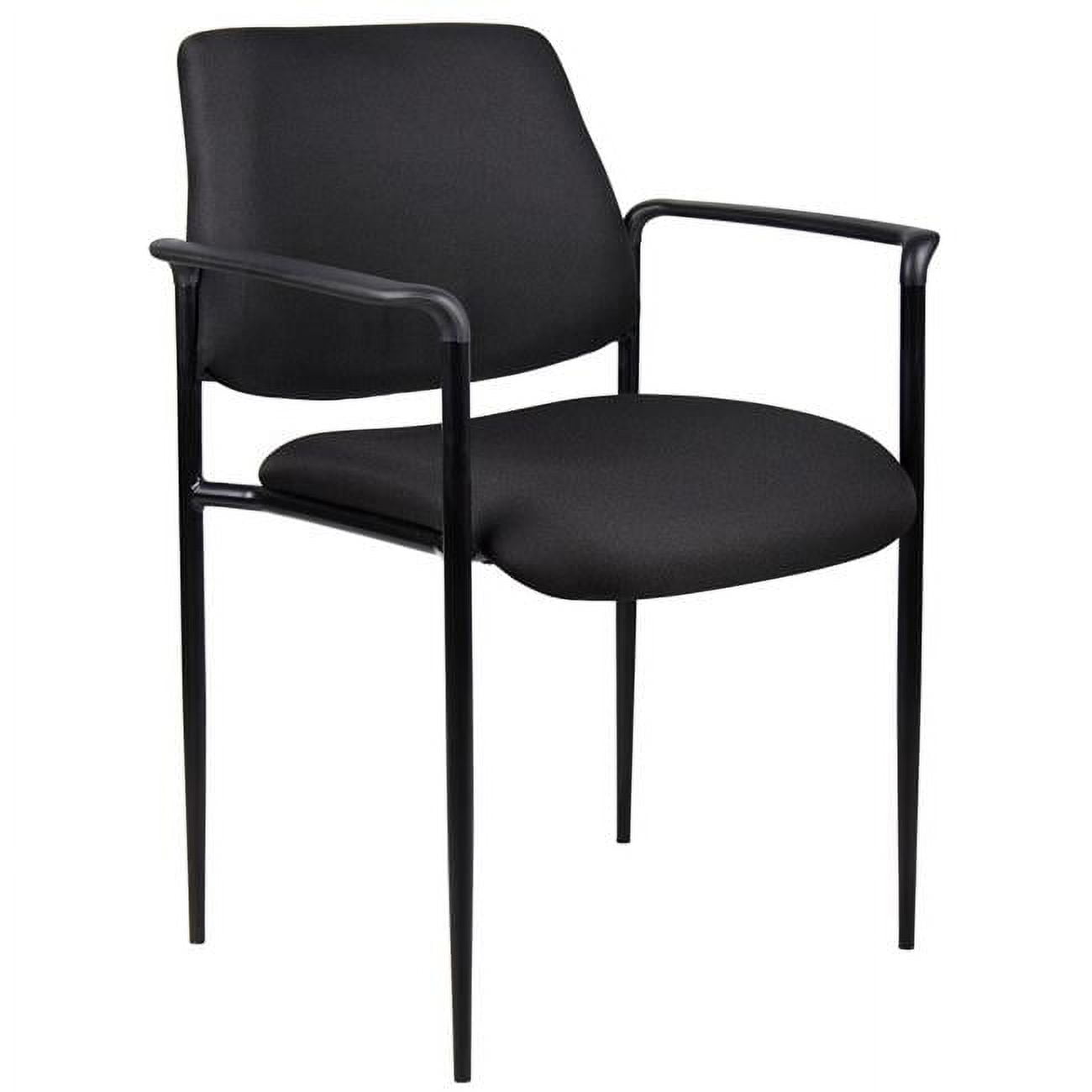 Modern Black Vinyl and Metal Stacking Chair with Comfort Arms