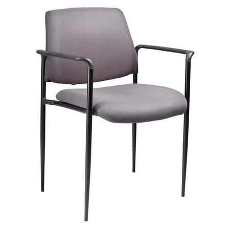 Square Back Diamond Stacking Chair with Arm In Grey