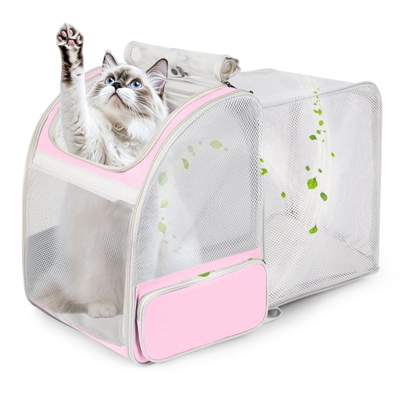 LAIRIES Square Back Expandable Dog & Cat Carrier Backpack, Breathable,Perfect for Summer