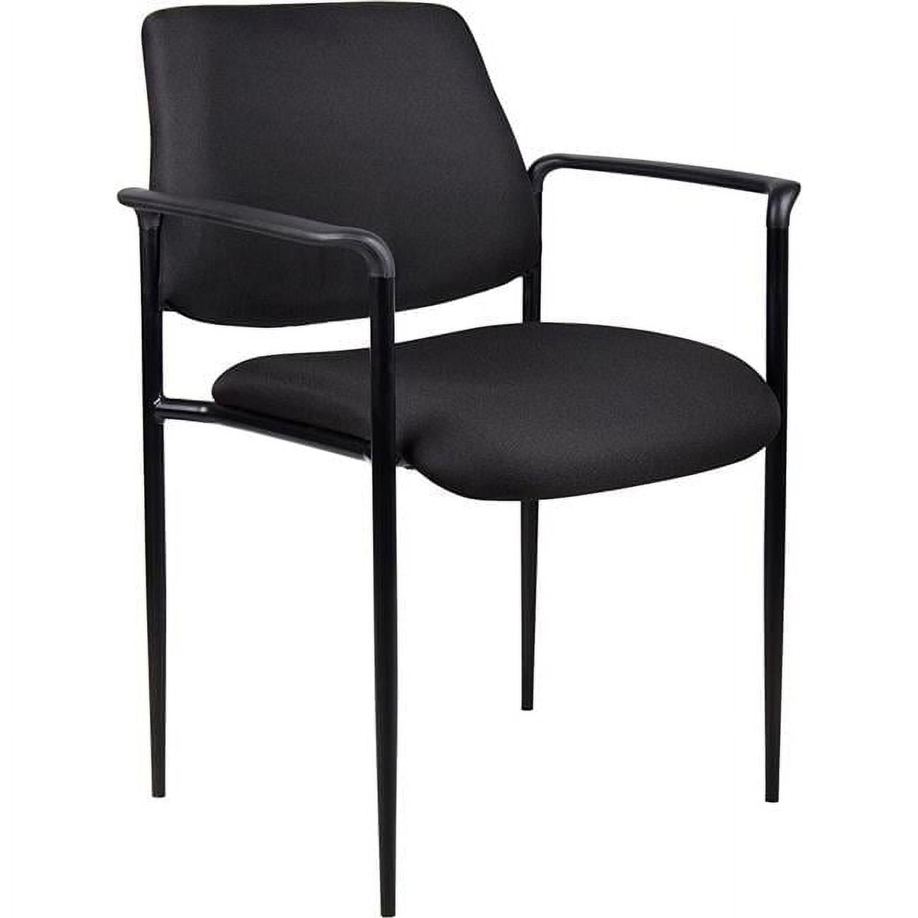 Modern Black Vinyl and Metal Stacking Chair with Comfort Arms
