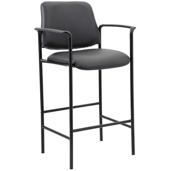 Square Back Stool Black Vinyl Seat - Back & Frame, Armrest, Black