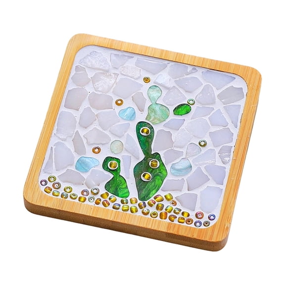 Square Bamboo Coaster Blank Base DIY Mosaic Craft Wooden Cup Mat Unfinished Blank Tray For Tabletop Cup Protection