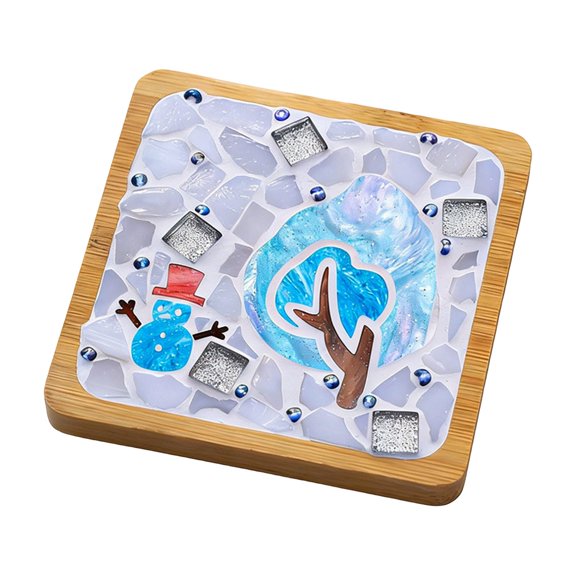 Square Bamboo Coaster Blank Base DIY Mosaic Craft Wooden Cup Mat Unfinished Blank Tray For Tabletop Cup Protection