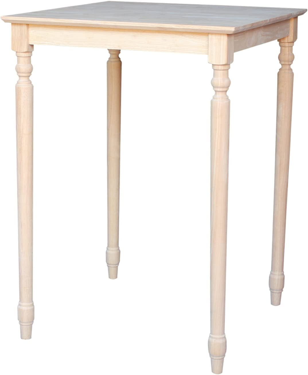30" Natural Wood Square Bar Height Table with Turned Legs