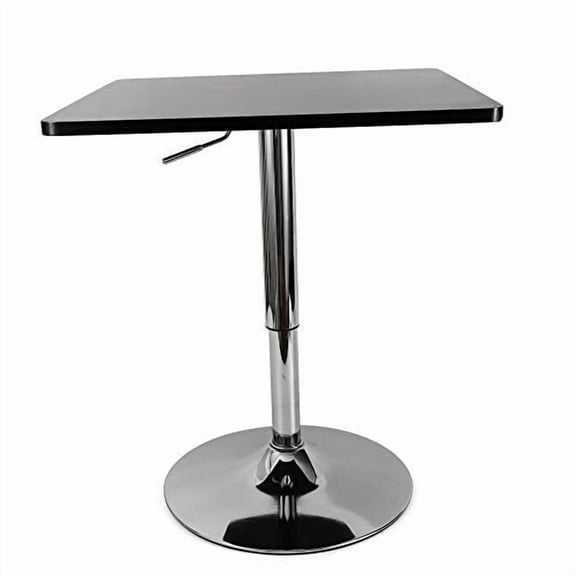 Square Bar Pub Table Kitchen Dining Table 27.5-35.4inch Height Adjustable Cocktail Table with Sturdy Metal Base Rotatable Bar Table for Dining Bistro Caf Home Bar, Black(23.6 * 23