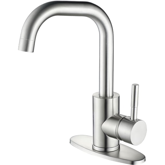 Square Bar Sink Faucet, Single Handle Bar Mixer with 3 Hole Deck Plate, Utility Stainless  Cheese Faucets for rv Camper Laundry Outdoor Farmhouse Kitchen Sink (Brushed Nickel, Small)