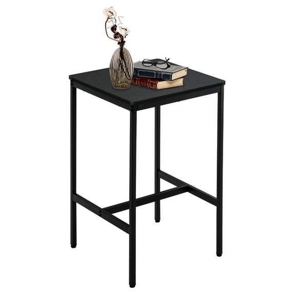 Square Bar Table,Small Kitchen Dining Table,Cocktail Table,High Top Pub Table for Party,Sturdy Metal Frame,Space-Saving Narrow Table for Living Room, Kitchen, Bar, Classic Black