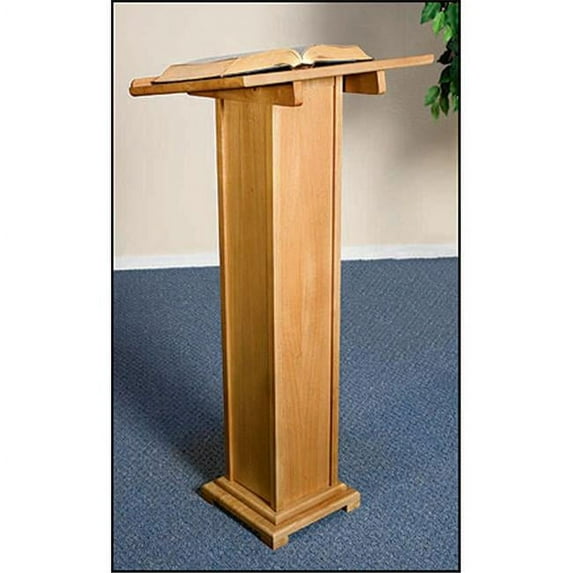 Square Base Lectern, Hardwood Maple With Pecan Finish