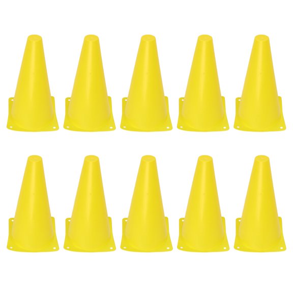 Square Base Training Cones, MultipurposeSportsCones for Wide Applications, CleatProofDurableVinyl 23Cm Yellow Cones for Various Drills and Activities (10Pcs)