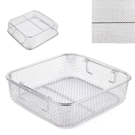 Square Basket Vegetable Fruit Colander Strainer Kitchen Tools Rectangle Strainer Stainless Steel Mesh Fried Food Table Serving Drainer Sink for Vegetable Fruit