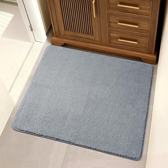 Square Bathroom Rug 32x32, Soft Super Absorbent Bath Mat Quick Dry, Washable Mat, Non-Slip Rug, Cozy Shower Rugs Bathmat, Gray