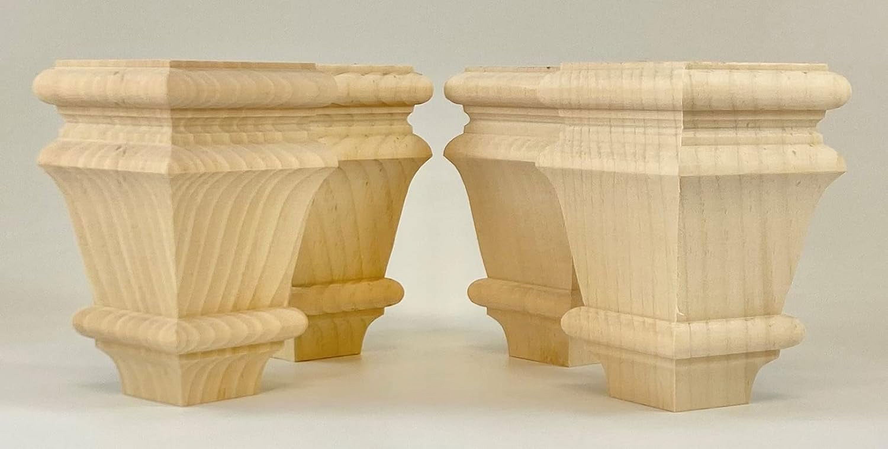 Square Baymont Bun Foot 4 1/2" Tall X 2 7/8" Wide Unfinished Wooden