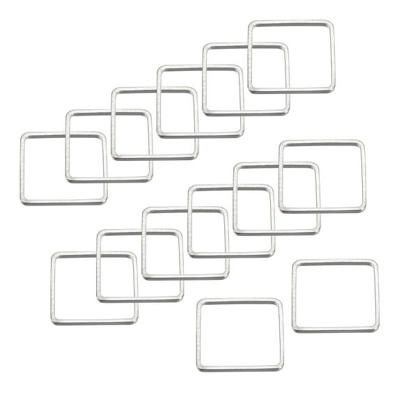 Square Beading Hoop Link Geometric Hollow Open Bezel Linking Ring 0.63"x0.63" Silver Tone for Jewelry Making 20pcs