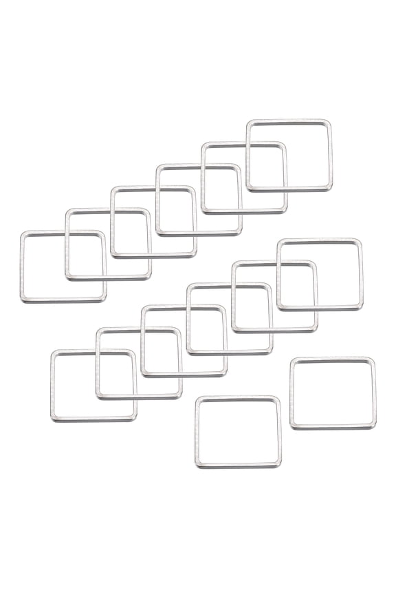 Square Beading Hoop Link Geometric Hollow Open Bezel Linking Ring 0.8"x0.8" Silver Tone for Jewelry Making 50pcs