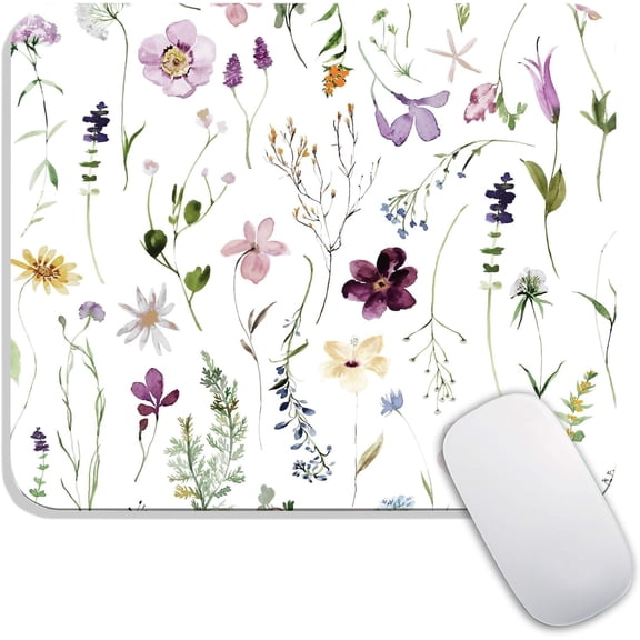 Square Beautiful Flowers Plants, Personalized Premium-Textured Custom Mouse Mat Design, Washable Mousepad Cloth, Non-Slip Rubber Base Computer s for Wireless Mouse