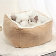 thumbnail image 1 of Square Beds, Soft Pet Bedding, Sleeping Bed, House Nest for Small Medium Dogs , Khaki, 1 of 7