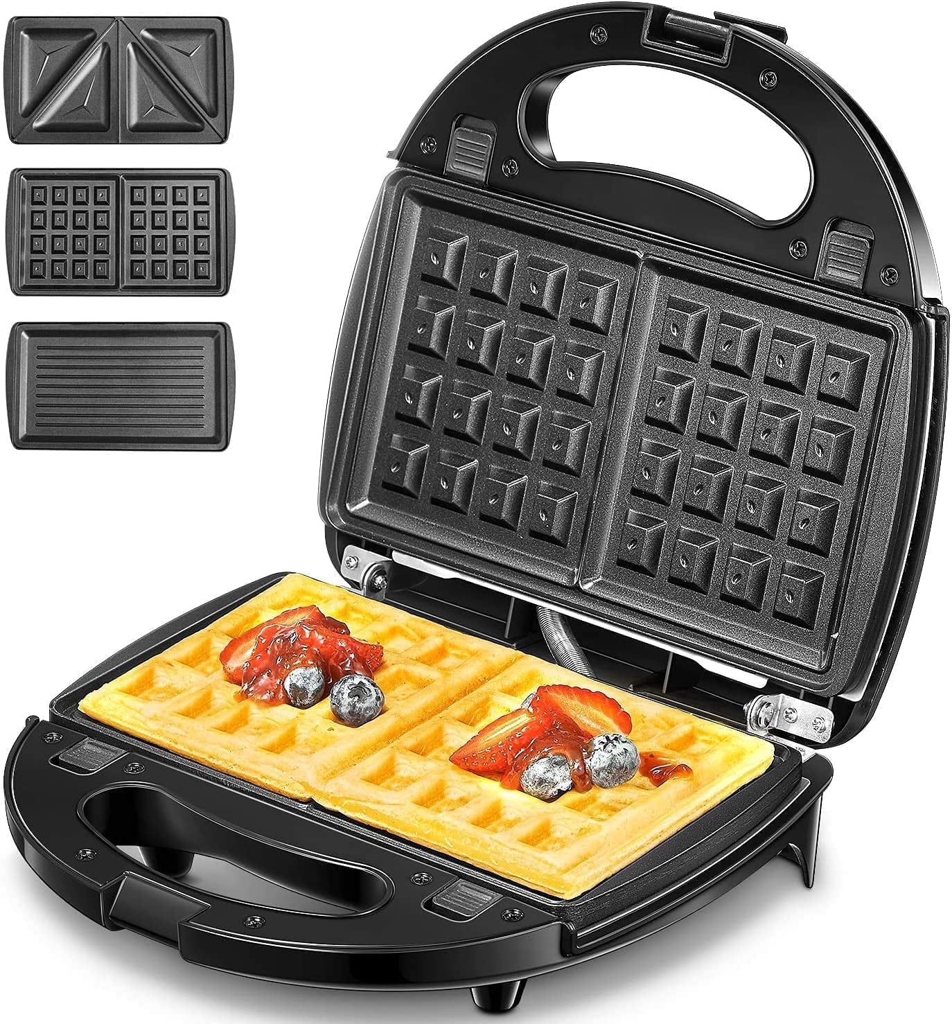 3-in-1 Waffle Maker,  Sandwich Maker, Panini Press with Removable Non-Stick Plates
