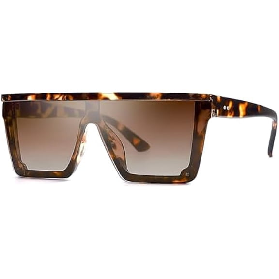 Square Big Sunglasses Women Thick Frame Flat Top Mirrored Sunnies Shades Goggle Siamese Lens SJ2117