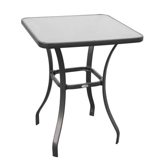 Square Bistro Table 33 Inch Tempered Glass Top Outdoor Garden Dining Table