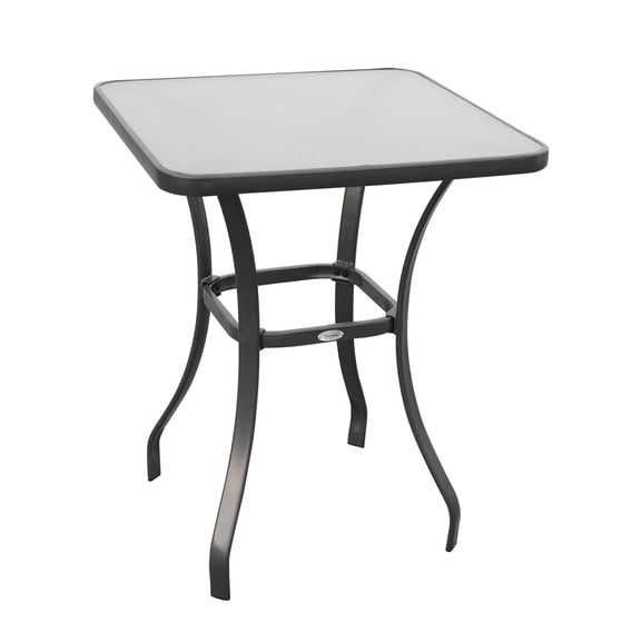 Square Bistro Table 33" Tempered Glass Top, Outdoor Patio Dining Table for Small Spaces, Black Metal Frame