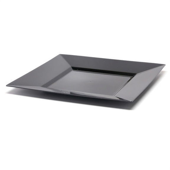 Square Black Plastic Dinner Plate - 10 3/4" x 10 3/4" x 1/2" - 100 count box