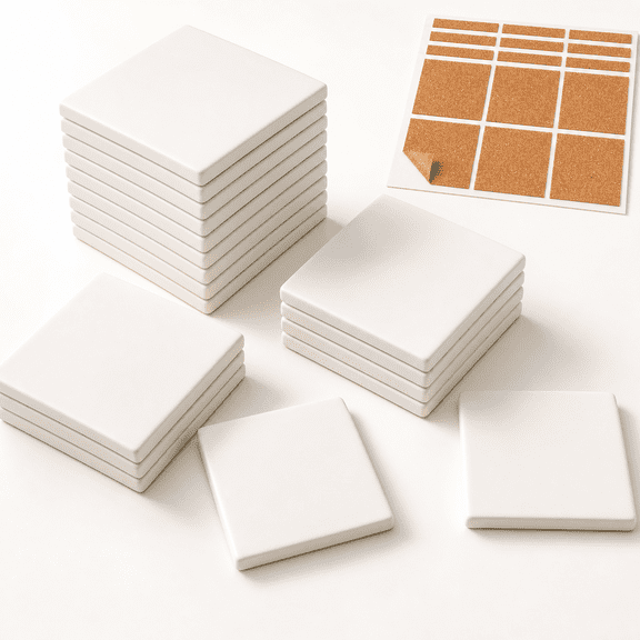 Square Blank Ceramic Craft Coasters 24 Pack