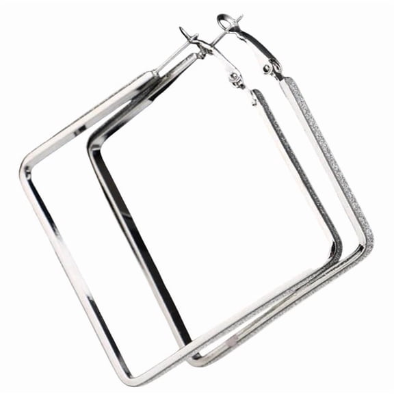 RubyLee Elegance Square Silver Sparkle Hoop Earrings for Women